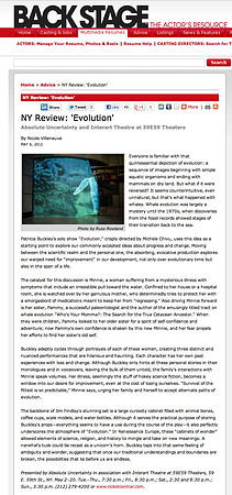"Evolution" Backstage Review